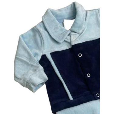 Imagem de Macacão Plush Aveludado Luxo  - Manu Baby, M, Azul marinho