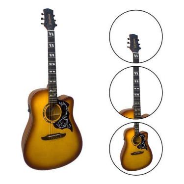 Imagem de Violão Folk Aço Eletrico Waldman Tdcex641 Sb Sunburst com Capa