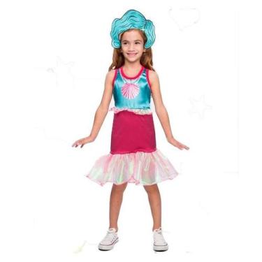 Imagem de Fantasia de Sereia Infantil Vestido com Tiara e Peruca - Fantasias Car