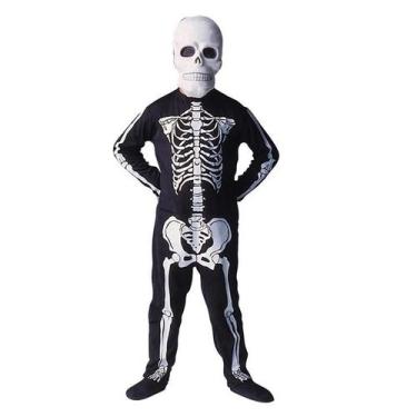 Imagem de Fantasia de Esqueleto Infantil Longa Com Máscara pro Halloween - Sulam