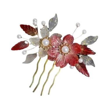 Imagem de Pente De Cabelo Elegante Vintage Com Flor De Vidro Estilo Chinês Para 
