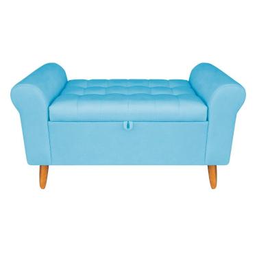 Imagem de Recamier Baú Rio 120CM Suede Azul Turquesa com Estrutura em Madeira Inova Decor