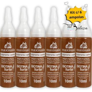 Imagem de Kit 6 Ampolas Biotina Maxihair 10ml tratamento capilar - Maxi Hair Cos
