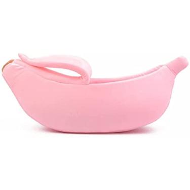 Imagem de Maogear Cama fofa para gatos tipo banana, cama para animais de estimação, cama macia para gatos, coelhos e cães pequenos (P-rosa)