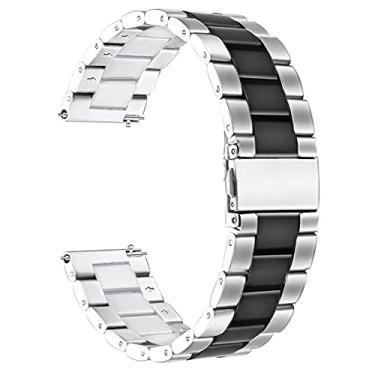 Imagem de Pulseira de relógio inoxidável de 22 mm prata + largura preta para Samsung Galaxy Watch 46 mm SM-R800