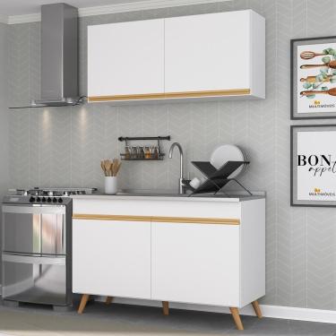 Imagem de Cozinha Compacta 2 peças com Armário e Balcão MP3748 Veneza GW Multimóveis Branca