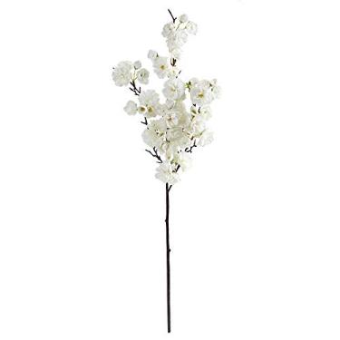 Imagem de Nearly Natural Flor artificial de flor de cerejeira de 89 cm (35"), branca