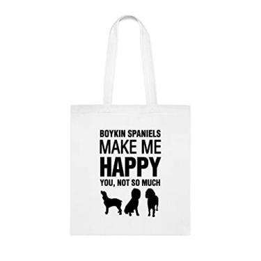 Imagem de Boykin Spaniels Make Me Happy sacola, presente para cachorro Boykin Spaniels, aniversário de cachorro Boykin Spaniels bolsa de ombro para cachorro Boykin Spaniels, bolsa reutilizável para cães Boykin Spaniels, Branco