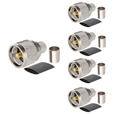 Imagem de MOOKEERF Conector de crimpagem macho PL259 50 ohm PL-259 UHF macho conector coaxial de crimpagem para LMR400 RG8 RG8U RG213 9913 7D-FB(Pacote com 5)