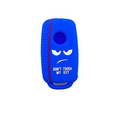 Imagem de YJADHU Capa de silicone para chave de carro com 3 botões, adequada para VW Golf Polo Passat Scirocco Tiguan, adequada para assento Skoda Octavia, azul escuro