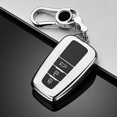 Imagem de YJADHU TPU Capa de chave remota de carro chaveiro anel, apto para Toyota CHR Prado 2017 2018 Prius Camry Corolla RAV4 2017 2018 2019 2020,5