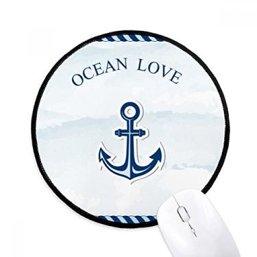 Imagem de DIYthinker Anchor Ocean Love Sea Sailing Blue Mouse Pad Desktop Office Tapete Redondo para Computador