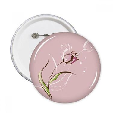 Imagem de Flor planta tulipa pintada à mão pinos redondos crachá botão emblema acessório decoração 5 peças