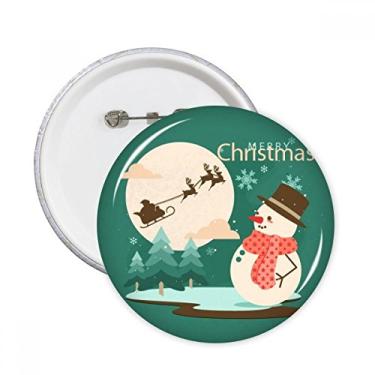 Imagem de Merry mas boneco de neve padrão de árvore alfinetes redondos emblema botão decoração acessório 5 peças