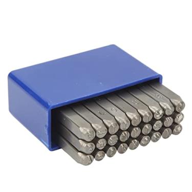 Imagem de Conjunto de Carimbos de Metal de Aço, Carimbos de Metal de Aço de Alto Carbono 27 Peças para Couro (Letras de 3 mm)