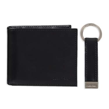 Imagem de Calvin Klein Carteira masculina dobrável de couro com bloqueio RFID, Bolso preto para moedas, tamanho nico