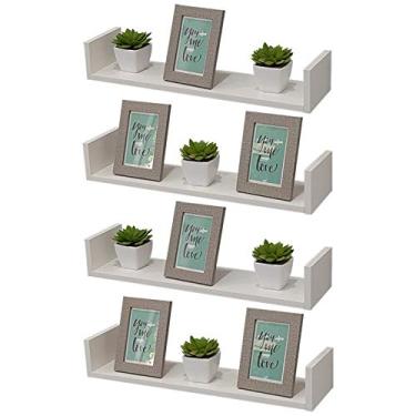 Imagem de Kit 4 Prateleiras U 60 x 15cm Branca Suporte Invisível