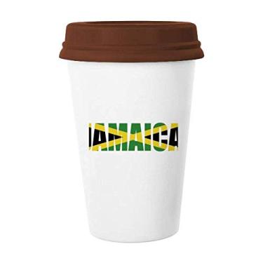 Imagem de Caneca de cerâmica com nome da bandeira da Jamaica para copo de café e cerâmica