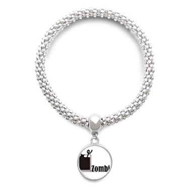 Imagem de DIYthinker Zumbi Coquetel com a palavra Zumbi Prata Pulseira Pingente Joias Corrente Ajustável