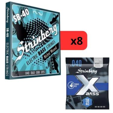Imagem de Kit 8 Encordoamento Strinberg Para Contra Baixo SB40 - 4 Cordas