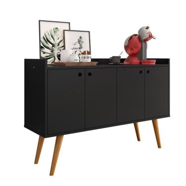 Imagem de Aparador Buffet Balcão 4 Portas Cantinho Café Prateleira Organizadora Pés Madeira Decoração Sala Estar Jantar Hall Entrada Escritório Dallas - RPM