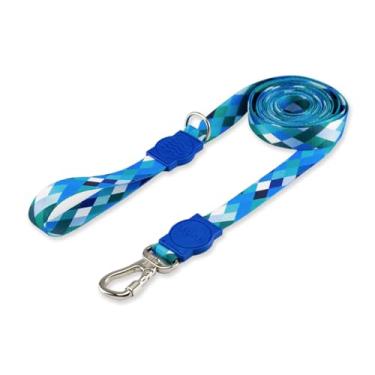 Imagem de Dog Trip Brasil Coleira Guia 5 Metros Para Cães Cachorro Adestramento Passeio Porte Grande Médio Pequeno (M, Quadriculada Azul)