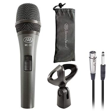 Imagem de Microfone AxcessAbles MC-20 Profissional Dinâmico Cardioide Vocal com Fio, Chassi de Metal Microfone Portátil com Cabo XLR de 3 m a ¼" TS para apresentações ao vivo/conferências/palestras/locais de