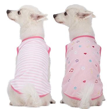 Imagem de Blueberry Pet Pacote com 2 pijamas e regatas de algodão felpudo macio e confortável Pink Wonderland Sleep & Play Dog, comprimento das costas 30 cm, roupas para cães meninas