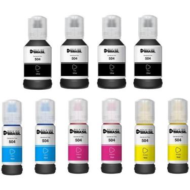 Imagem de Kit 10 refil de tintas T504 Compatível Para Epson L6171, L6191, L6270,