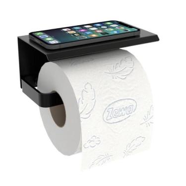 Imagem de Porta Papel Higiênico Inox De Parede Banheiro Preto Max - Metalcromo