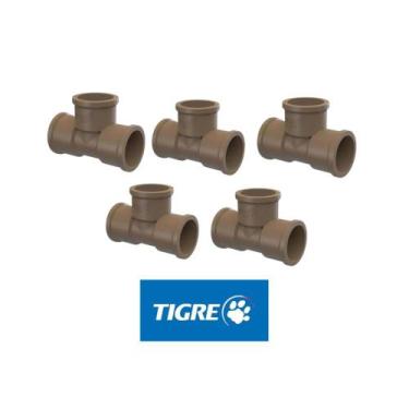 Imagem de Kit 5 Pcs Tê Soldável Marrom 3/4 25mm Tigre