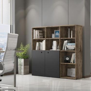 Imagem de Estante para Livros Escritório Monaco Castani 09 Prateleiras 12 Nichos