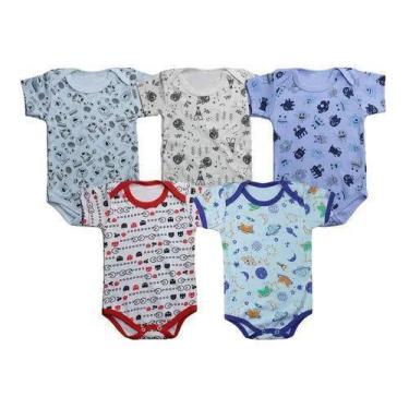 Imagem de Kit 60 Pç Body Curto Estampado Roupa De Bebê Menino E Menina - Koala B