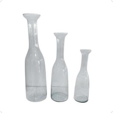 Imagem de Trio Garrafas Vidro Elegante Pq, Md e Gd Fina Decoração Sala Pinterest