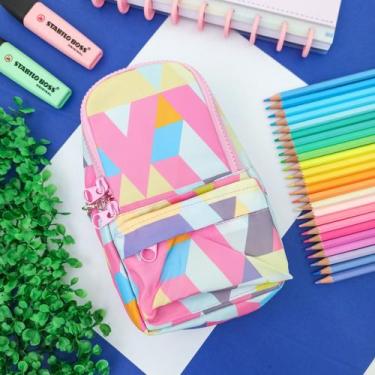 Imagem de Estojo Escolar Mini Mochila Colorido Estampado - Daterra  Mochilinha, 