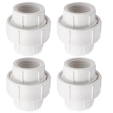 Imagem de BENLIUDH Conexões de união de tubos de PVC de 2,5 cm, conectores de PVC, adaptador de acoplamento de rosca fêmea (2,5 cm, 4 peças)