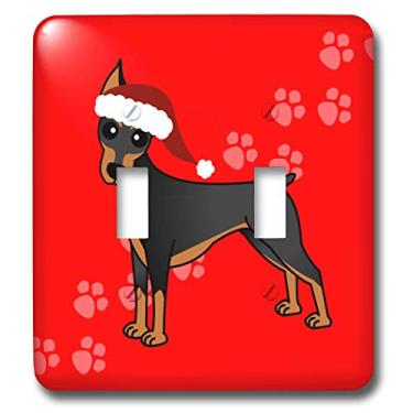 Imagem de 3dRose Lsp_40903_2 Lindo casaco Doberman Pinscher com desenho de cachorro Papai Noel interruptor duplo alternância, preto/vermelho