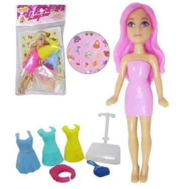 Imagem de Mini Boneca Laynier Perfumada Troca Roupa De Plastico + Acessórios Col