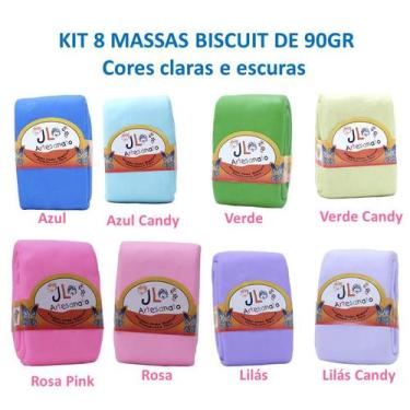 Imagem de Kit 8 Massas De Biscuit Jl 90 Gramas Cores Claras E Escuras - Jl Artes