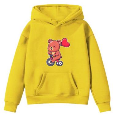 Imagem de Moletom Infantil Ursinho Bike Balões Desenho Infância Bolso Canguru Ca