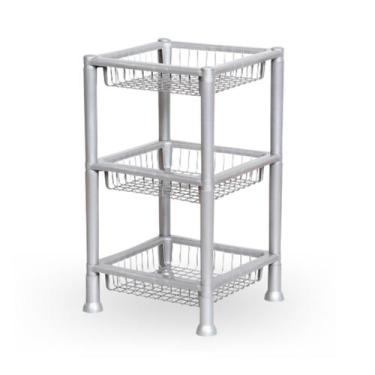 Imagem de Fruteira Plástica Cesto Organizador Multiuso 3 Andares Cinza - Vpj