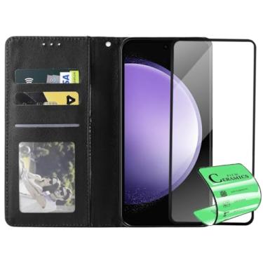 Imagem de Capa Capinha Carteira Flip e Película Cerâmica 9D Não Quebra Compatível Samsung Galaxy S23 FE