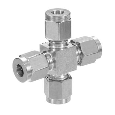 Imagem de PATIKIL Encaixe de tubo de compressão cruzada de aço inoxidável 304 1/10.2 cm ID x 9/40.6 cm OD, adaptador de tubos para sistema de irrigação de jardim aquático, prata