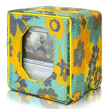 Imagem de Sanseking Caixa de baralho Magic Commander para cartões colecionáveis MTG serve para mais de 100 caixas de baralho de cetim macio de manga dupla com janela de exibição Commander Presente mágico para