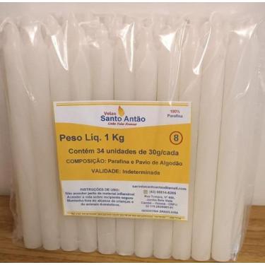 Imagem de 1 Kg de Vela Palito Branca N8 de 30g/cada 100% Parafina (18 cm X 1,58 