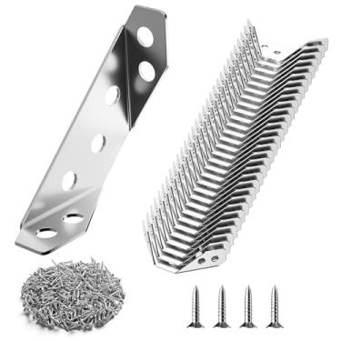 Imagem de Cobbe Pacote Com 20 Suportes De Ângulo Reto, Conectores Canto E 80 Parafusos Autoatarraxantes, Em L 90 Graus Para Móveis, Molduras, Gavetas, Prateleiras, Mesas Caixas