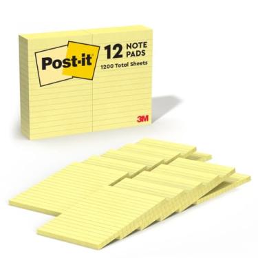 Imagem de Post-it Notas 10 cm x 15 cm, 12 blocos, notas adesivas favoritas número 1 dos EUA, amarelo canário, remoção limpa, reciclável (660)