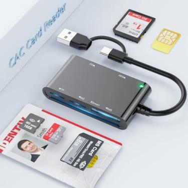Imagem de Leitor de cartão CAC – leitor de cartão CAC de acesso comum USB C militar DOD, leitor de cartão inteligente USB portátil, leitor de cartão SIM compatível com Windows, Mac OS