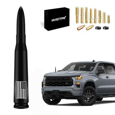 Imagem de Antena bala de carro caminhão bandeira americana com tampas de haste de válvula - mastro para GM Chevy Silverado 1500 2500 3500 HD Avalanche Ford F150 F250 F350 Denali acessórios de captador