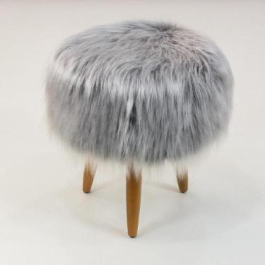 Imagem de Puff Banqueta Decorativo Pés Madeira - Herrero, Cinza